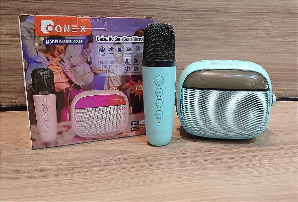 CAIXA DE SOM COM MICROFONE KARAOKE BLUETOOTH 10W ONEX SOM-0246