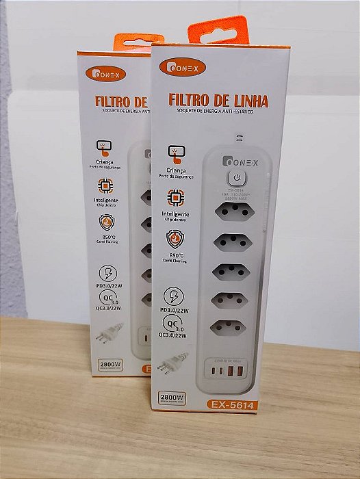 FILTRO DE LINHA 9 ENTRADAS - SOCKET STRIP 2800W ONEX EX-5614