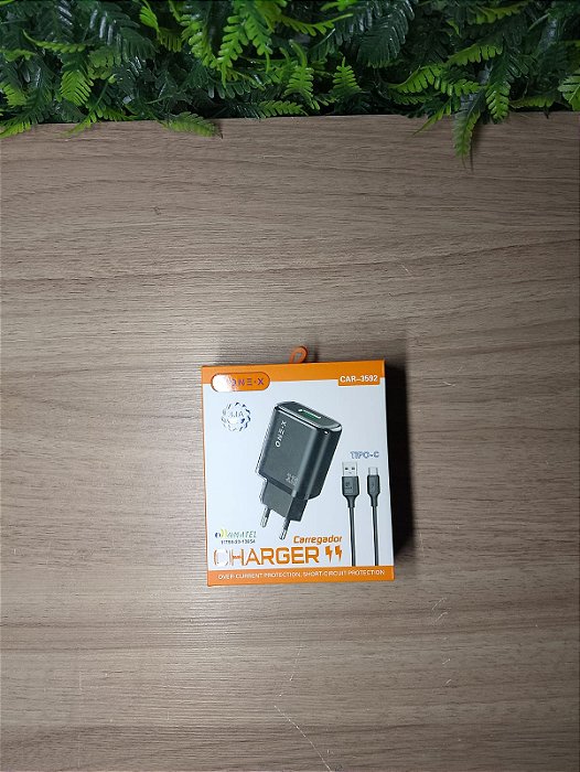 KIT CARREGADOR TURBO USB PARA TYPE-C 3.1A ONEX CAR-3592