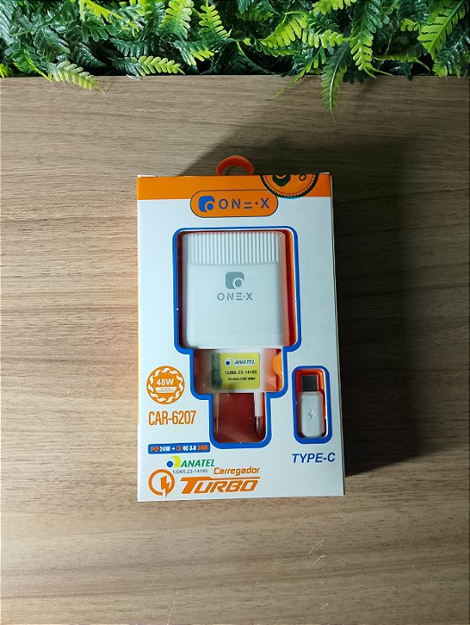 KIT CARREGADOR TURBO USB PARA TYPE-C 48W ONEX CAR-6207