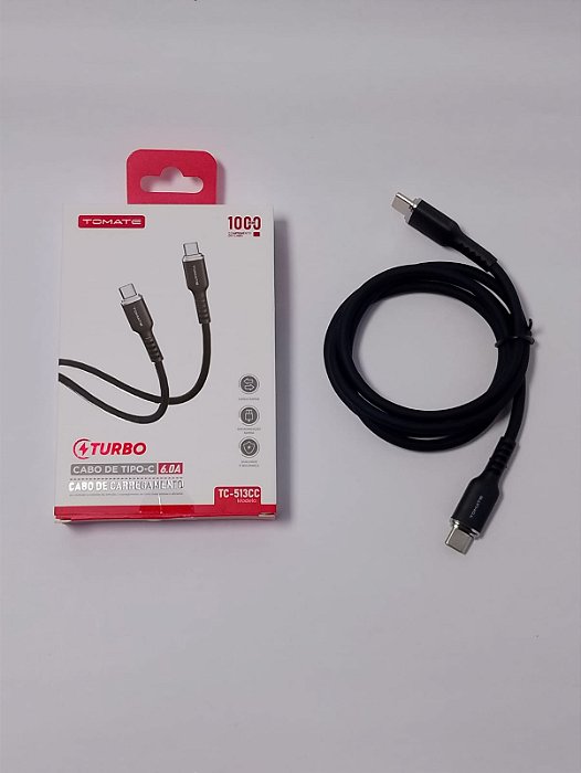 CABO DE DADOS TURBO TYPE-C PARA TYPE-C 6.0A TOMATE TC-513CC