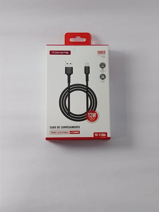 CABO DE DADOS TURBO USB PARA LIGHTNING 12W TOMATE TC-112AL