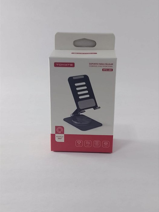 SUPORTE CELULAR DE MESA DOBRAVEL 360 GRAUS TOMATE MTG-280