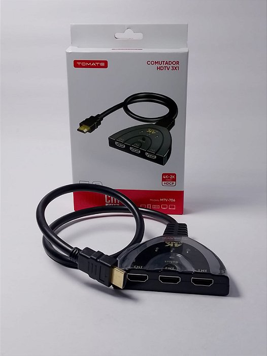 CABO SPLITTER HDMI 1X3 4K 50CM TOMATE MTV-706