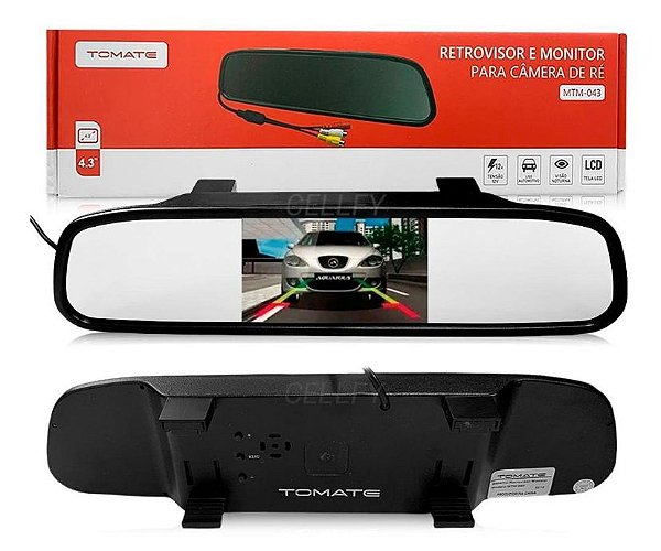 RETROVISOR E MONITOR PARA CAMERA DE RE TOMATE MTM-043