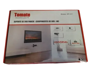 SUPORTE DE PAREDE PARA DVD COM VIDRO TEMPERADO 5MM TOMATE MT-211