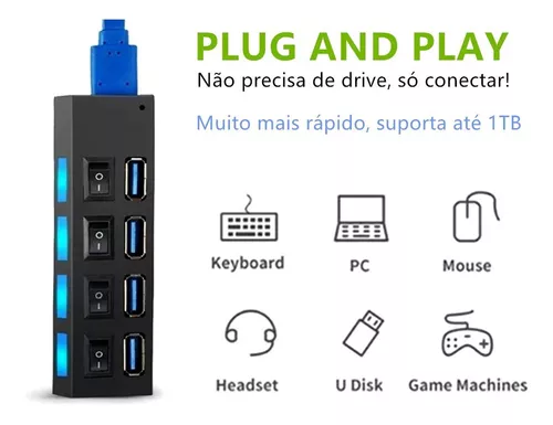 HUB USB 3.0 4 PORTAS MST-003