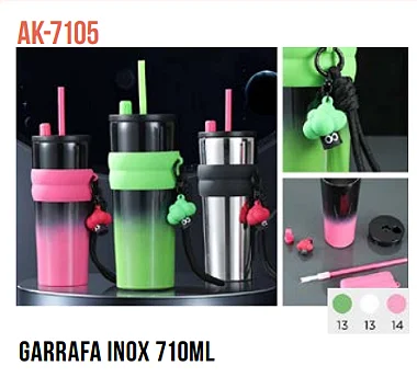 COPO TERMICO DE INOX 710ML TOMATE AK-7105