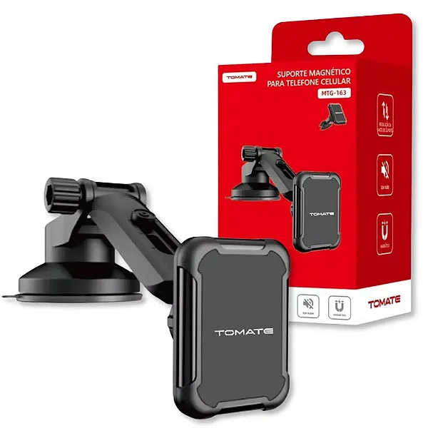 SUPORTE DE CELULAR VEICULAR MAGNETICO COM VENTOSA 2 EM 1 TOMATE MTG-163