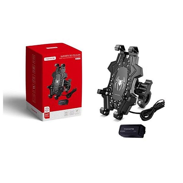 SUPORTE DE CELULAR PARA MOTO E BICICLETA COM USB TOMATE MTG-055A