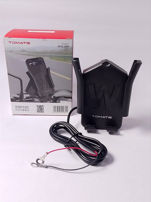 SUPORTE DE CELULAR PARA MOTO COM USB TOMATE MTG-049