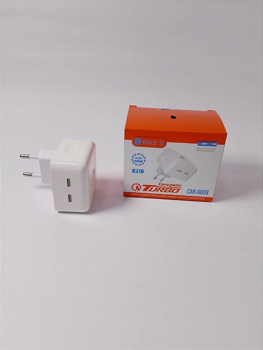 CARREGADOR TURBO 2 TYPE-C USB 40W ONEX CAR-6008