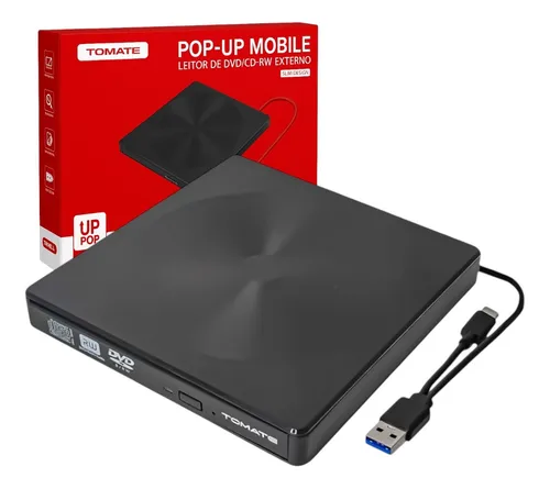 LEITOR DE DVD-RW EXTERNO POP-UP MOBILE USB 3.0 TOMATE MTM-1025