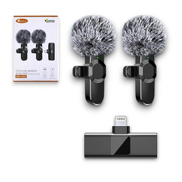 KIT MICROFONE DE LAPELA BLUETOOTH 5.2 IPHONE ONEX MIC-2909