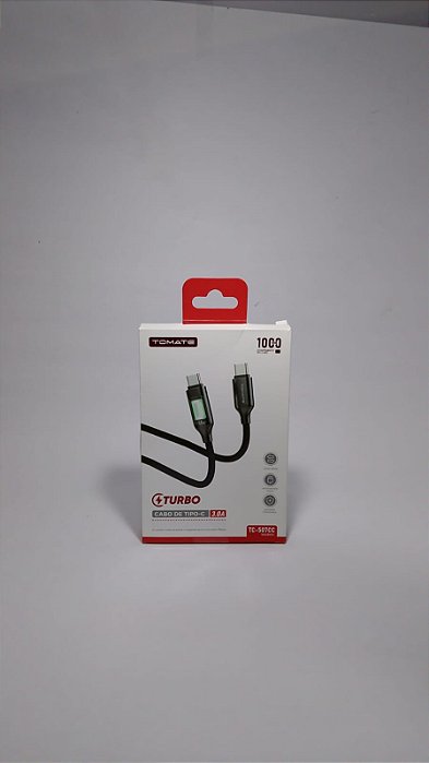 CABO DE DADOS TYPE-C PARA TYPE-C COM DISPLAY LED 60W 1M TOMATE TC-507CC