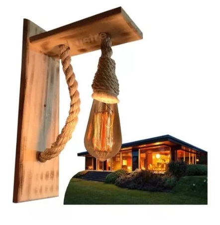 Kit 2 Arandela Parede Madeira Retro Vintage Rustic Bar+lampadas