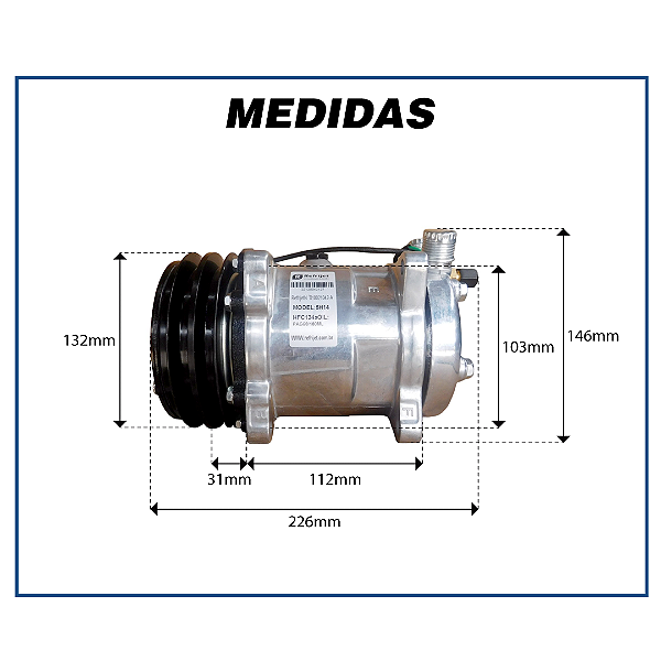 COMPRESSOR REFRIJET 5H14 UNIVERSAL 24V 2A Ø132MM OEM:SD4507