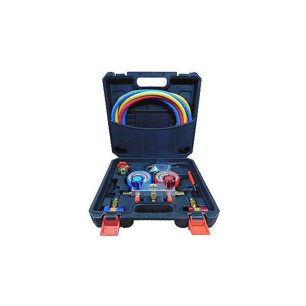 KIT MANIFOLD MANOMETRO MALETA MANGUEIRAS 2M R134A R410A R32