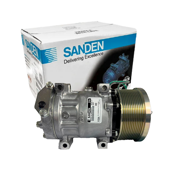 COMPRESSOR SANDEN ORIGINAL 7H15 12PK 24V 6095 6451 ESCAVADEIRA CATERPILLAR