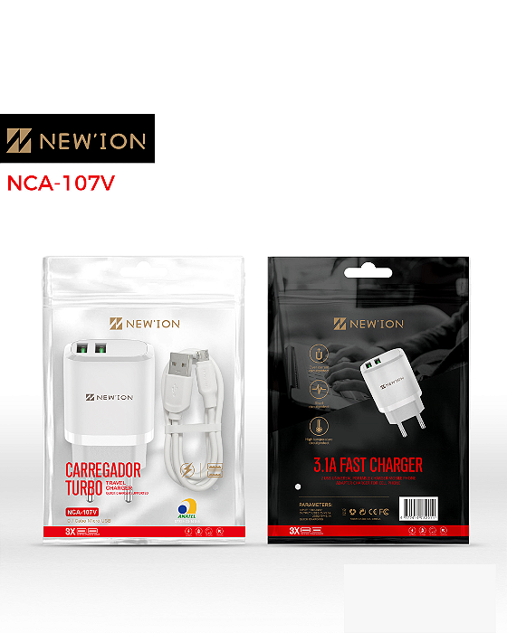 Carregador 3.1A USB V8 - NCA-107V