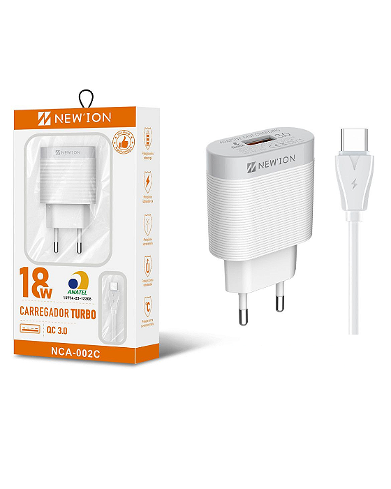 Carregador turbo USB  Tipo C - NCA-002C