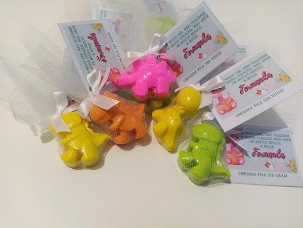 Sabonetes para Lembrancinha Dinossauro com Tule e Tag