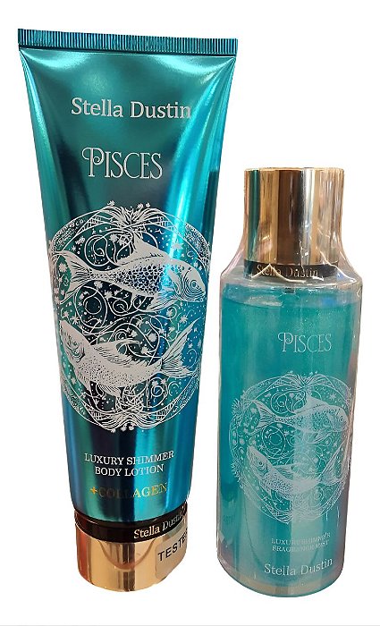 ✨ Kit Stella Dustin Zodiac pisces – Body Splash + Creme Corporal com Colágeno e Brilho ✨