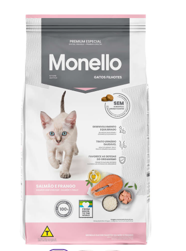 Monello Gatos Filhotes Salmao e Frango 15kg
