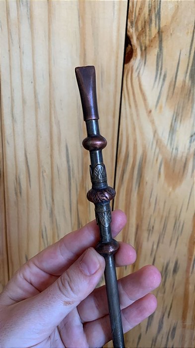 Bomba de Alpaca Envelhecida 3 Anéis 23cm - Bocal Duplo