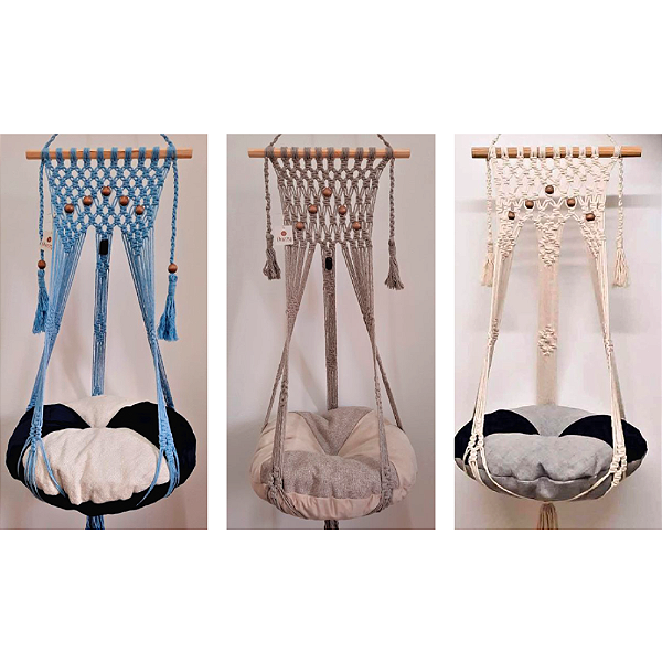 Cama Pet suspensa em Macramê - Diversas opções de cores.