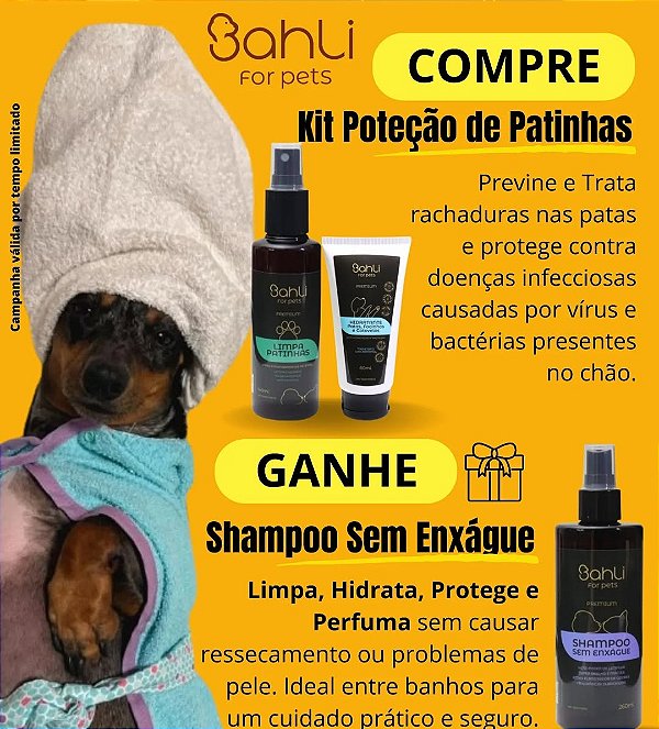 Kit Promocional Limpa Patas + Hidratante = Shampoo sem Enxágue de Presente