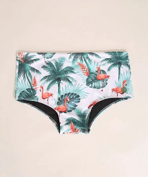 sunga tradicional estampada de flamingos com proteção uv50+ branca