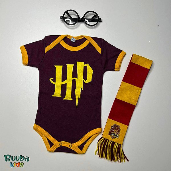 BODY HARRY POTTER MENINO + ÓCULOS + CACHECOL