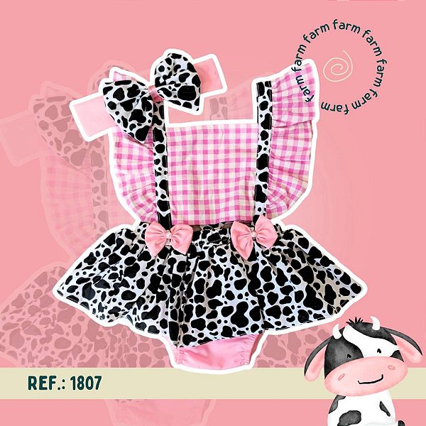 ROMPER VAQUINHA XADREZ + TURBANTE