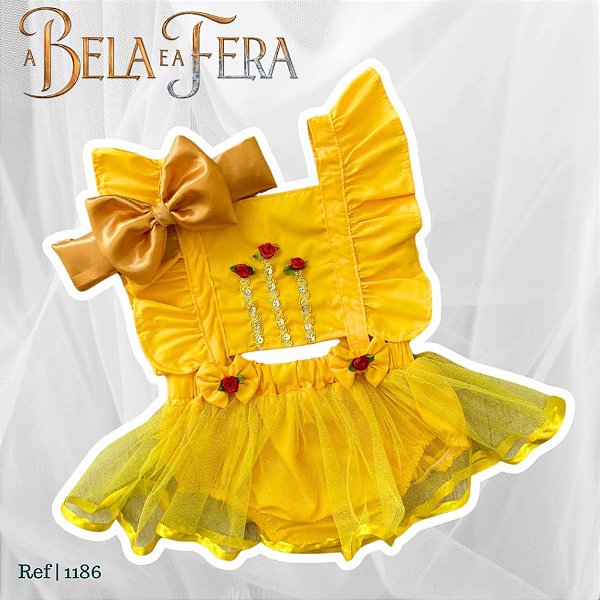 ROMPER BELA E A FERA LUXO + TURBANTE