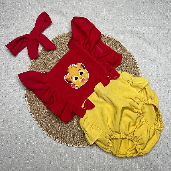 ROMPER BOLO FOFOS LARANJA COM VERMELHO   + FAIXA DE CABELO