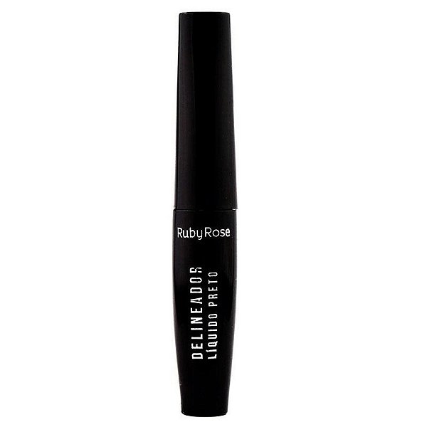 Delineador De Olhos Líquido Preto Ruby Rose 5,8ml Pincel Fino