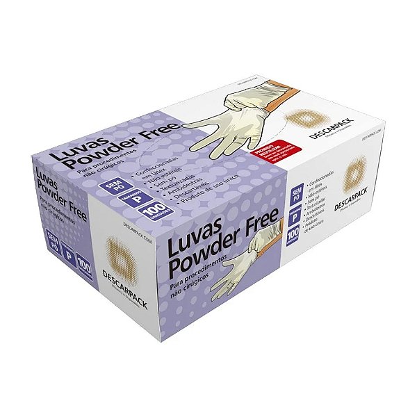 Luva de Procedimentos não Cirúrgicos Powder Free Descarpack com 100 Unidades CA 30265 ou CA 44050