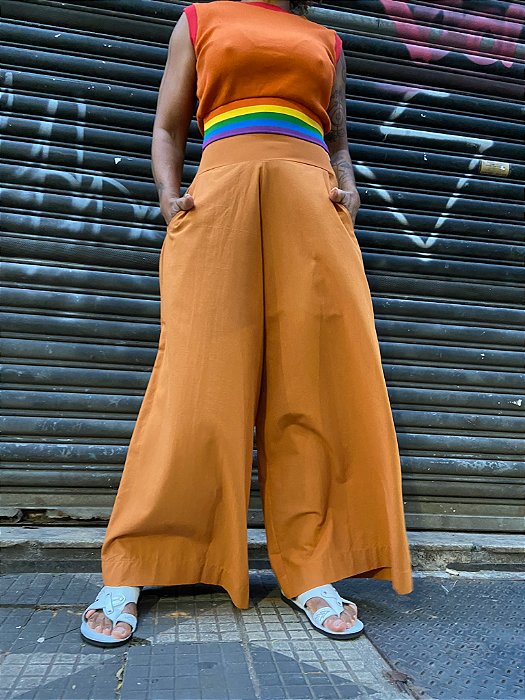 Calça Pantalona Índia - Ocre