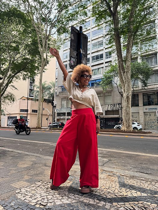 Calça Pantalona India - Vermelha