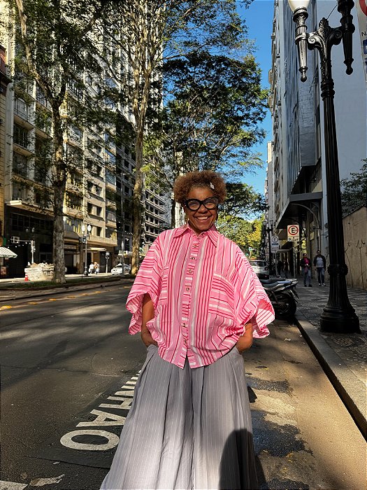 Camisa Leda Martins - Estampa Rosa