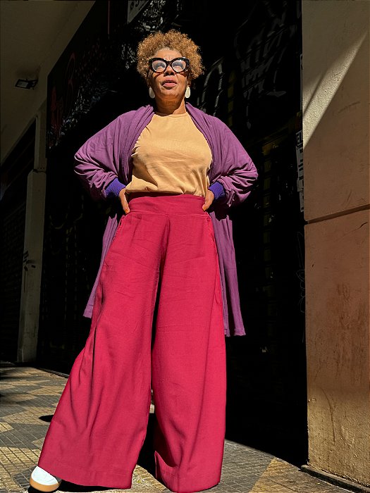 Calça Pantalona India - Bordô