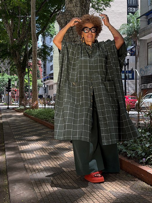 Túnica Oversized Ifè - Quadriculado Verde