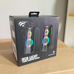 Caixa De Som Havit SK202 P2 3.5mm Estéreo 2.0 5W*2 RGB Preto