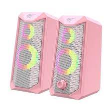 Caixa De Som Havit SK202 P2 3.5mm Estéreo 2.0 5W*2 RGB Rosa