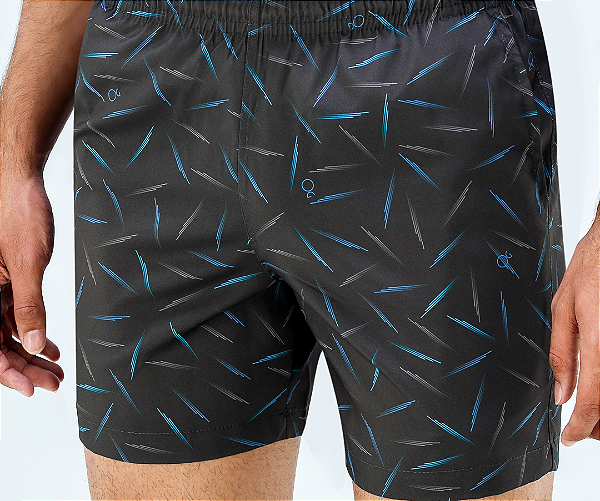 Bermuda Ogochi Boxer Tactel Preto Estampado: