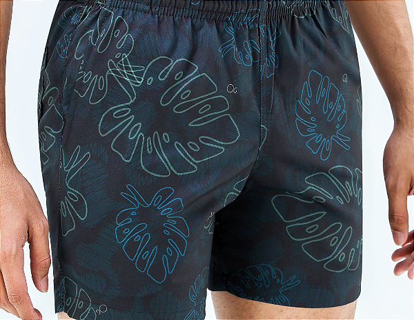 Bermuda Ogochi Boxer Tactel Preto Estampado: