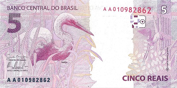 5 reais AA (Mantega e Tombini) FE