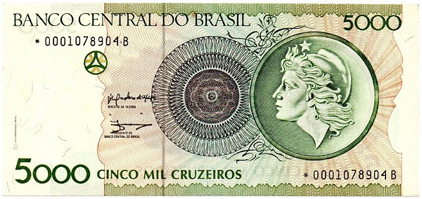 Cédula C222a - 5.000 cruzeiros - reposição com asterisco