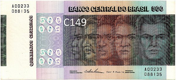Cédulas de 500 cruzeiros – 1972 a 1980 – CMB